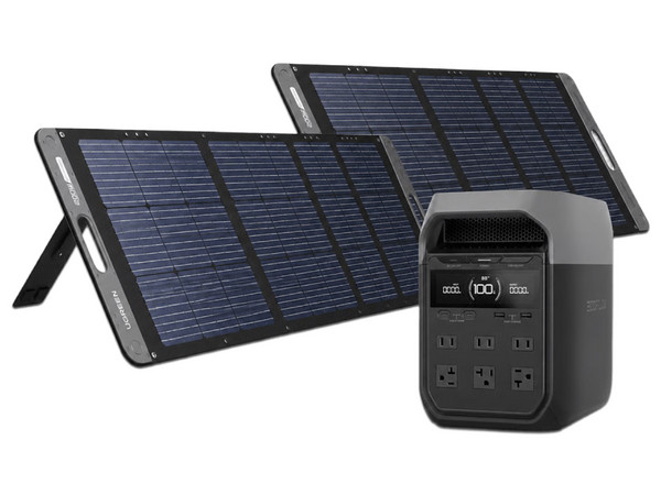 Kit de Energía Portátil UGREEN EcoFlow Delta 3, 1024Wh, Panel Solar Portátil de 200W, 2 Puertos USB Tipo C, Puertos USB Tipo A. Color Negro.