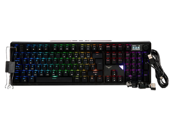 Teclado Gamer Inalámbrico NACEB STEEL COBRA, Switch KTT NEGRO, RGB, Receptor USB. Color Negro.
