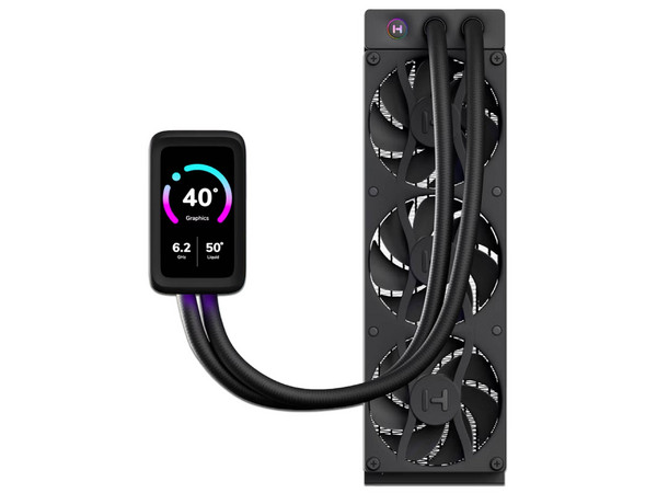 Sistema de Enfriamiento Líquido HYTE THICC Q80 TRIO, 360mm, ARGB, Pantalla LCD. Color Negro.