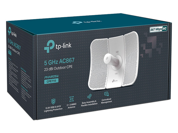 Antena Direccional TP-Link CPE710 2.46, Wireless AC (Wi-Fi 5), 5 GHz. Color Blanco.