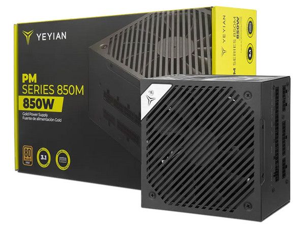 Fuente de Poder Modular Yeyian PM 850M de 850W, ATX 3.1, PCI-E 5.1, 80 Plus Bronce. Color Negro.