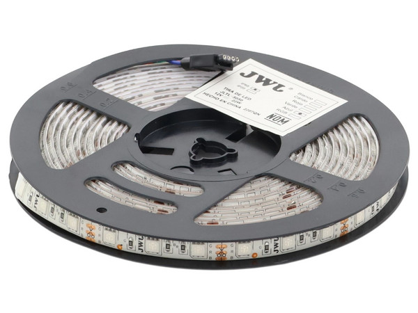 Tira LED JWJ JLTL-5050-IP65, 22 W, IP65, 5m, Color Azul. Requiere Adaptador Modelo JPY-04 (No Incluido).
