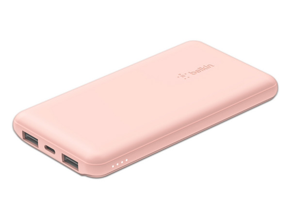 Batería Portátil Belkin BoostCharge BPB011 Power Bank de 10000mAh, 15W, USB-A, USB-C. Color Rosa.