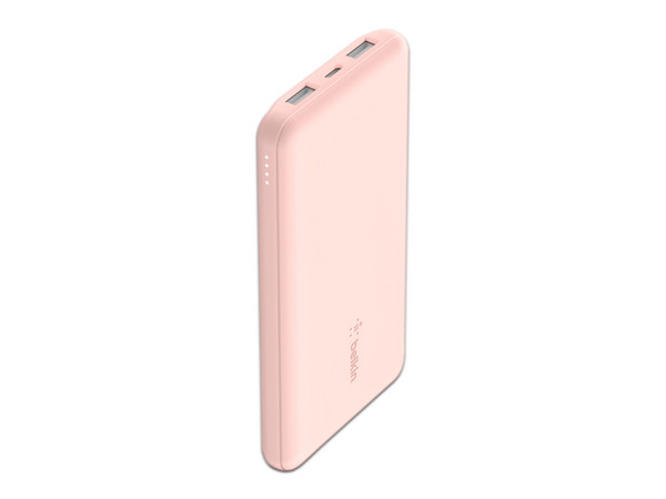 Batería Portátil Belkin BoostCharge BPB011 Power Bank de 10000mAh, 15W, USB-A, USB-C. Color Rosa.