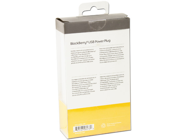 Cargador USB Power Plug BlackBerry con cable micro USB