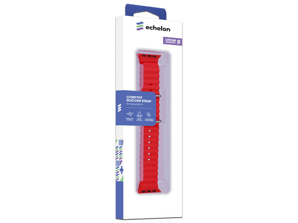 Correa Echelon ComfyFit de Silicon para Apple Watch, Compatible con la Serie 9, 10 y SE Gen 3, Color Rojo.