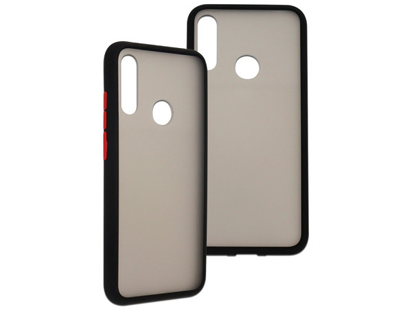 Funda de Silicon Ghia para Huawei Y6 2019, Semitransparente. Borde Color Negro.
