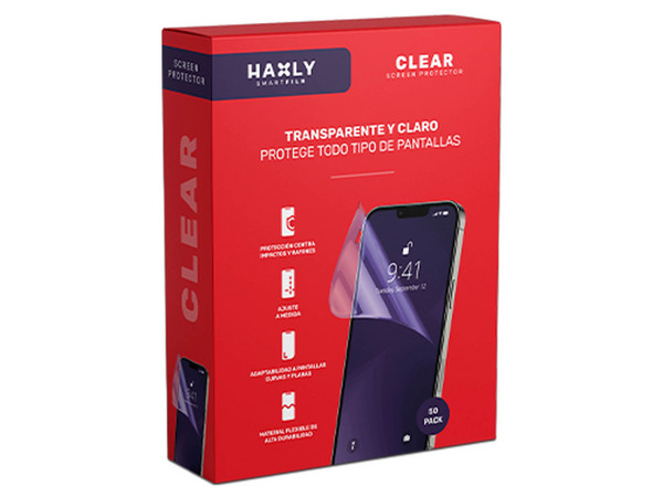 Protector de Pantalla de Hidrogel HAXLY 8900-0005, 180mm x 120mm, Paquete de 50 Piezas.