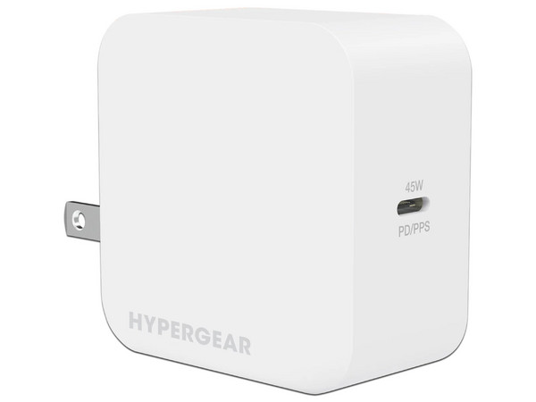Cargador de Pared HyperGear SpeedBoost de 45W, Para Laptop, USB Tipo C, Color Blanco.