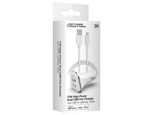 Cargador para Auto Hypergear 16028 de 17W, Lightning, Para iPhone.