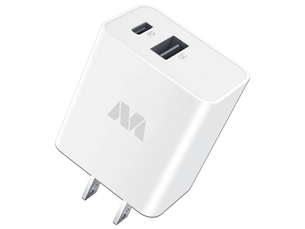 Cargador para Pared MyBat MCGTRAC20W Carga Rápida, 3.0A, PD, 22W, USB Tipo A y Tipo C. Color Blanco