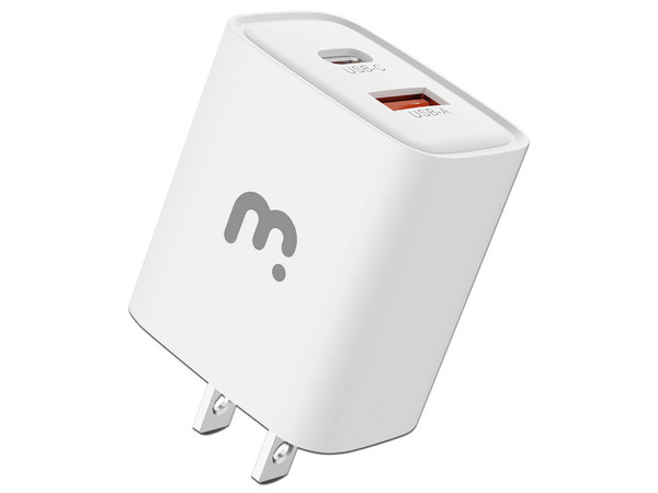 Cargador para Pared MyBat RCGTRAC37PW GaN Carga Rápida, 3.0A, 20W, USB Tipo A y Tipo C. Color Blanco