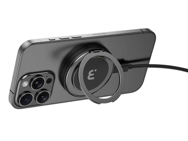 Cargador Inalámbrico MYBAT Mag Dockit, MagSafe de 15W, Anillo con Rotación de 360 Grados. Color Negro.