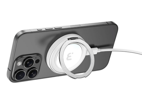 Cargador Inalámbrico MYBAT Mag Dockit, MagSafe de 15W, Anillo con Rotación de 360 Grados. Color Blanco.