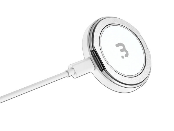 Cargador Inalámbrico MYBAT Mag Dockit, MagSafe de 15W, Anillo con Rotación de 360 Grados. Color Blanco.