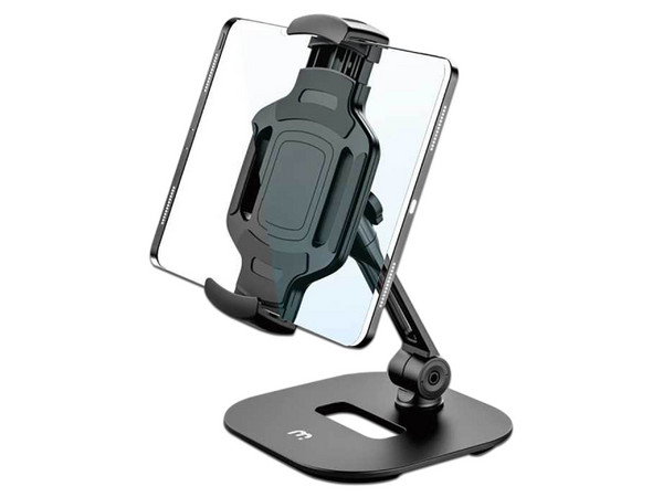 Soporte de Escritorio MYBAT para Tablets Universal, Sistema Articulado 360 y Ajuste de Ángulos, Ideal para Videoconferencias, Color Negro.