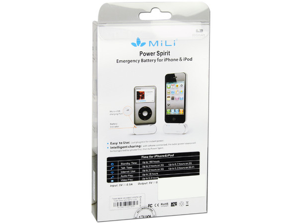 Bateria Auxiliar Recargable MiLi Power Spirit  para iPhone y iPod.