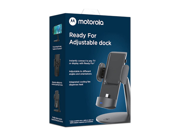 Soporte Ajustable Multimedia para Smartphone Motorola Ready For Dock, USB-C de 20W, Color Negro.