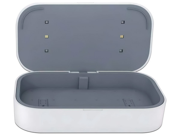 Sanitizador y Cargador inalámbrico APG M1PRO, Qi, Universal, Color Blanco.