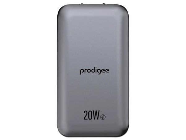 Cargador de Pared Prodigee ENRG-20W-DSLM, USB Tipo C, USB Tipo A, 20W. Color Plata.