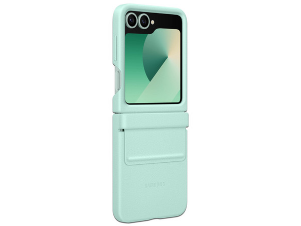 Funda Protectora Samsung Kindsuit para Galaxy Flip 7 FE y Flip 6, Cuero Vegano. Color Menta.