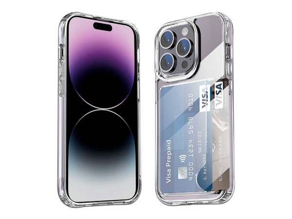 Funda protectora Tekku Porta-Tarjetas para iPhone 15 Pro Max, Transparente.