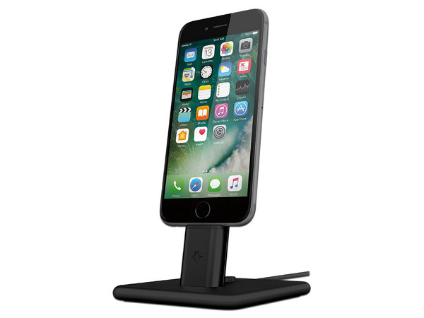 Base y Cargador Twelve South  HiRise Deluxe V2, Lightning, Color Negro.