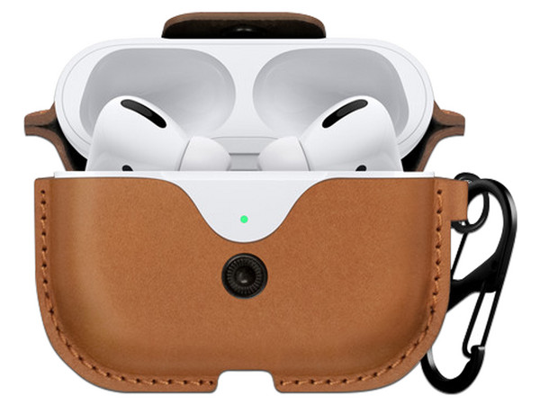 Funda Protectora Twelve South AirSnap Pro, para Estuche Cargador de AirPods Pro. Color Café.