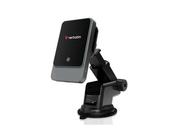 Cargador Inalámbrico Magnetico de Coche Verbatim, USB, 7.5W iPhone y Android, 15W, Color Negro