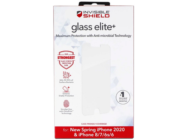 Mica de Cristal Templado ZAGG InvisibleShield Glass Elite Plus para iPhone 6, 6s, 7, 8, SE (2da generación).