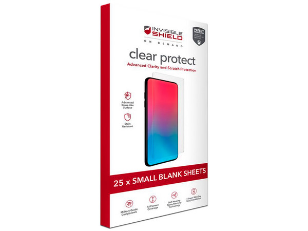 Mica Protectora de Pantalla Zagg Invisible Shield On Demand para Pantallas Pequeñas, 4 Capas, Grado Militar. Caja con 25 piezas.