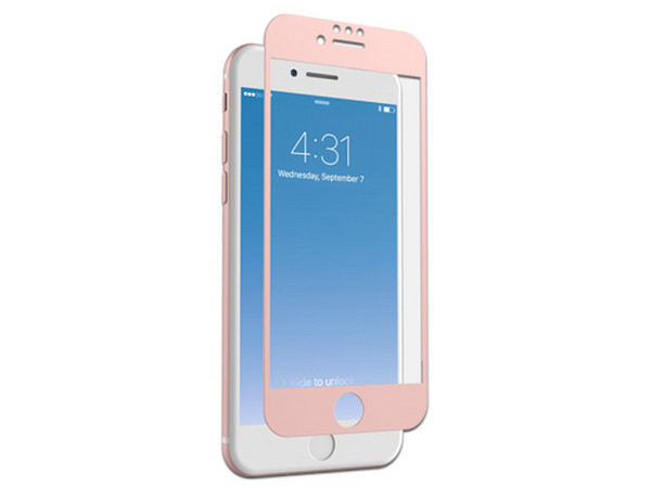 Mica protectora de pantalla Zagg Invisble Shield Glass + luxe para iPhone 7 y 8. Color Rosa.