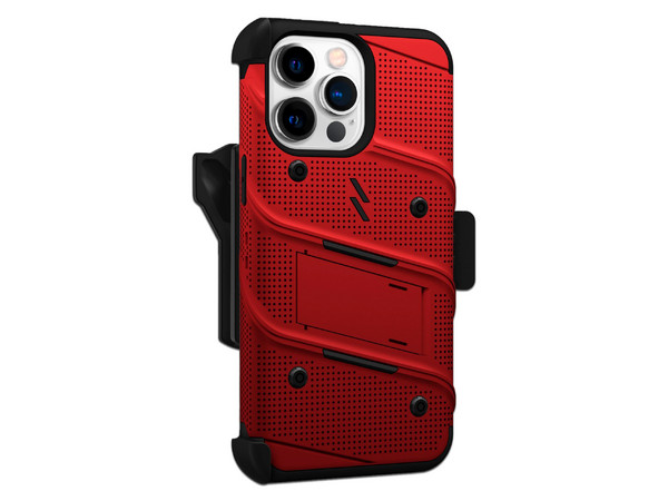 Funda ZIZO Bolt para iPhone 14 PRO MAX, Con clip y mica de pantalla, Color Rojo.