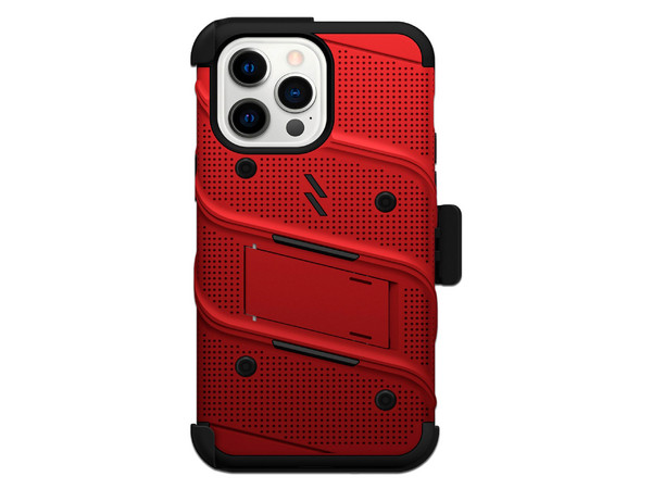 Funda ZIZO Bolt para iPhone 14 PRO MAX, Con clip y mica de pantalla, Color Rojo.