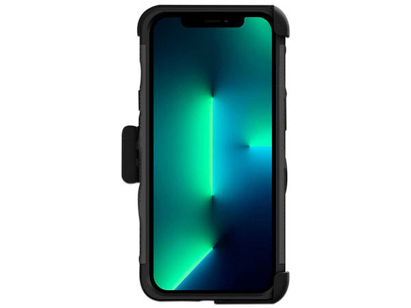 Funda Zizo Bolt para iPhone 13 Pro Max, con clip y mica de pantalla. Color Negro