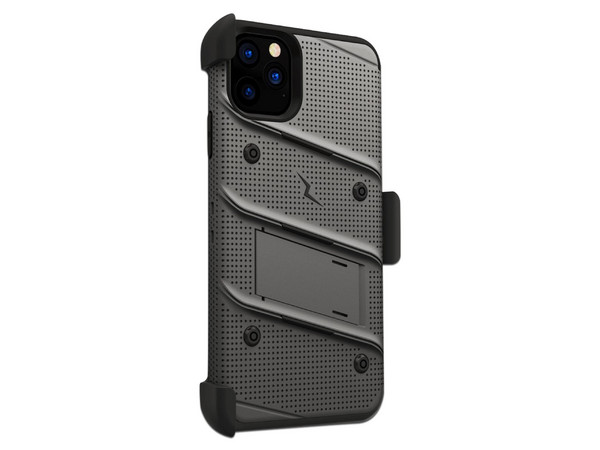 Funda Zizo Bolt para iPhone 11 Pro con clip, Color Gris/Negro.