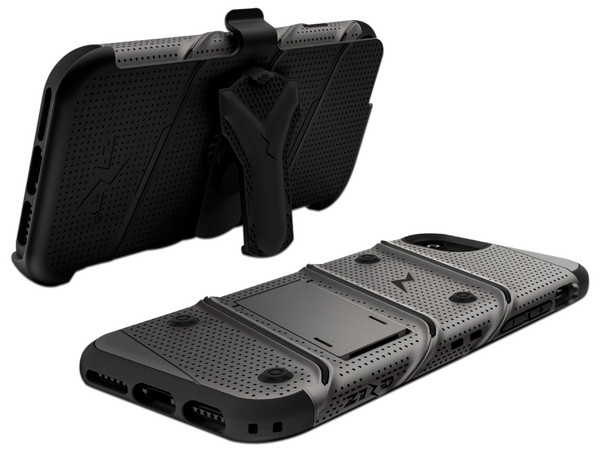 Funda ZIZO Bolt para iPhone SE2/8/7/6s/6 con clip, incluye mica protectora. Color Gris/Negro.