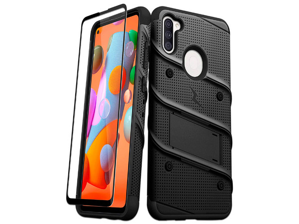 Funda ZIZO Bolt para SAMSUNG A11 con clip y mica de pantalla, Color Negro.