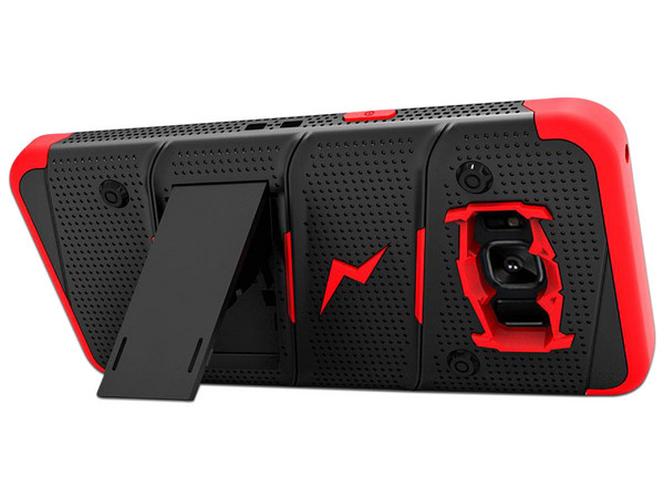 Funda ZIZO Bolt para Samsung Galaxy S8 con mica de pantalla. Color Negro/Rojo.