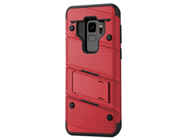 Funda ZIZO Bolt para Samsung Galaxy S9 Rojo/Negro con clip y Mica de pantalla.