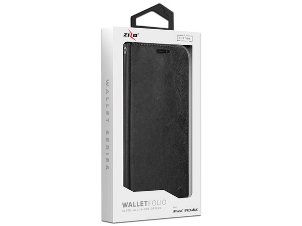 Funda protectora Zizo Wallet para iPhone 11 Pro Max. Color Negro.