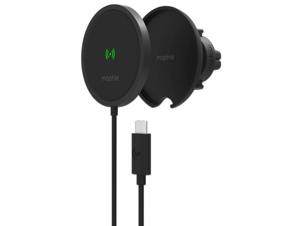 Soporte magnético universal Mophie, de carga inalámbrica hasta 15W, compatible con snap y MagSafe.