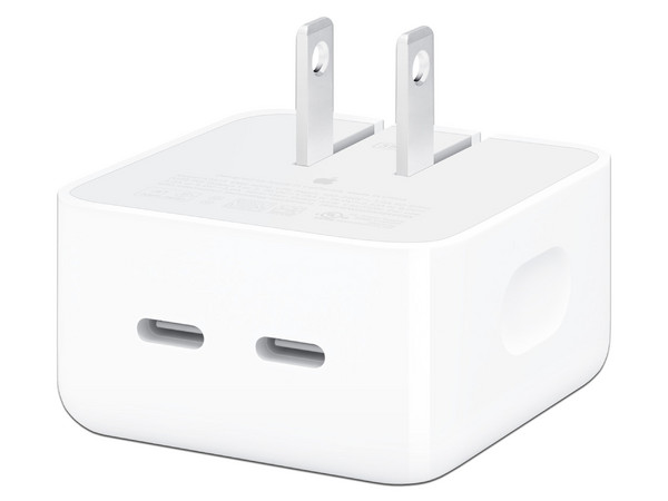 Adaptador de Corriente Compacto Apple MW2H3AM/A de 35W, Dos puertos USB-C, Color Blanco.