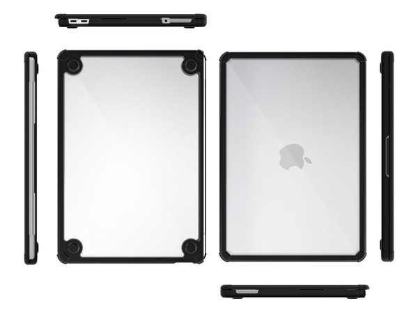 Protector de Uso Rudo BRobotix 6008744, Compatible con Macbook Neo A18. Color Transparente con Bordes Negros.