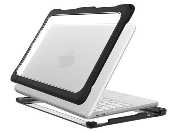 Protector de Uso Rudo BRobotix 6008744, Compatible con Macbook Neo A18. Color Transparente con Bordes Negros.