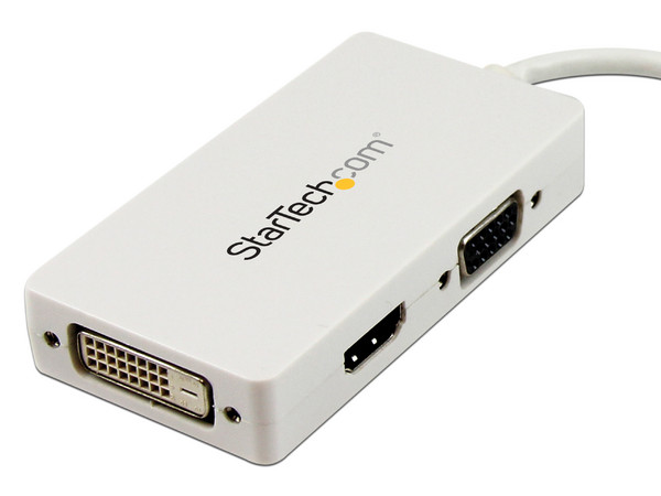 Adaptador Mini DisplayPort a VGA DVI y HDMI - Convertidor MiniDP todo-en-uno para MacBook - Blanco