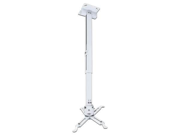 Soporte de Techo para Proyector Techmakro 78006302, Ajustable Hasta 65 cm, Soporta Hasta 15 Kg. Color Blanco.