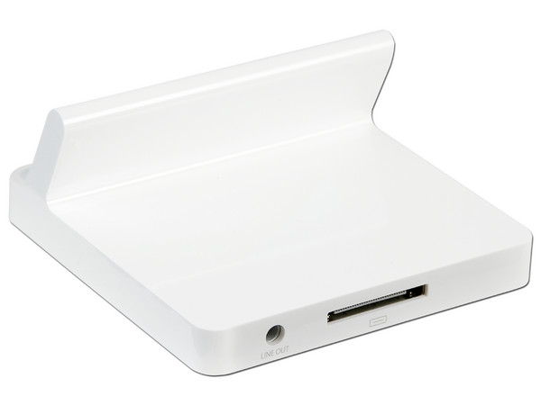 Base dock para el iPad de Apple. Carga, sincroniza y cuenta con salida de audio