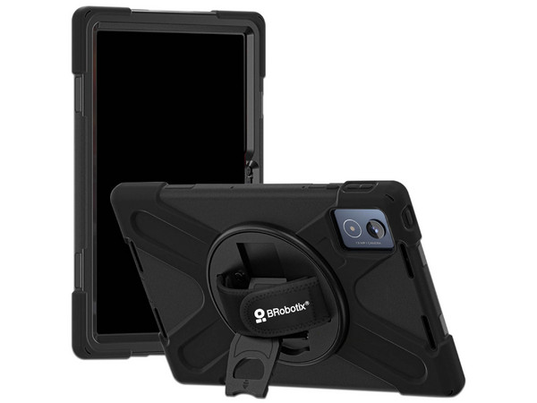 Funda De Uso Rudo BRobotix para Lenovo Tab K11 Plus con Giro y Correa, Con Mica. Color Negro.