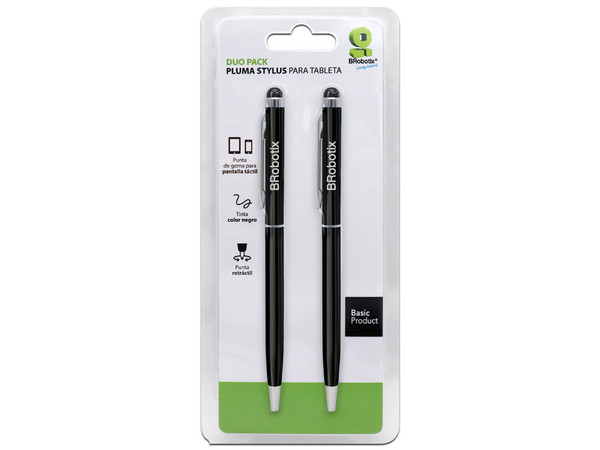 Pluma BRobotix Stylus para Pantalla Táctil, 2 Piezas. Color Negro.